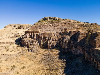 Aerial of the archeological site La Quemada also known as Chicomoztoc