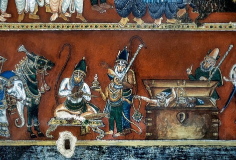 18th century Ramayana murals on Bodinayakanur palace walls