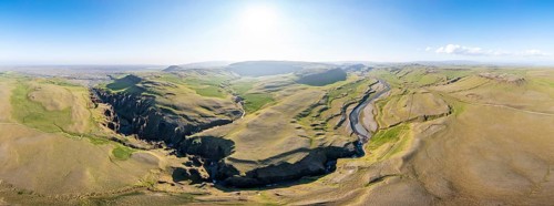 Aerial view of Fjaorargljufur Canyon