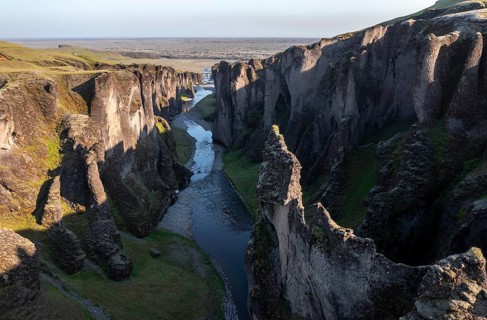 Aerial view of Fjaorargljufur Canyon
