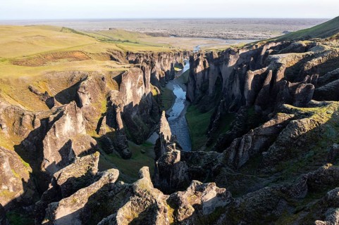 Aerial view of Fjaorargljufur Canyon