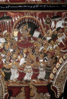 18th century Ramayana murals on Bodinayakanur palace walls
