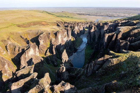 Aerial view of Fjaorargljufur Canyon