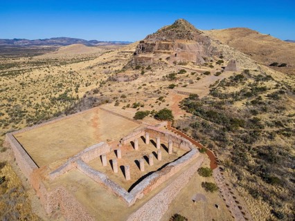 Aerial of the archeological site La Quemada also known as Chicomoztoc