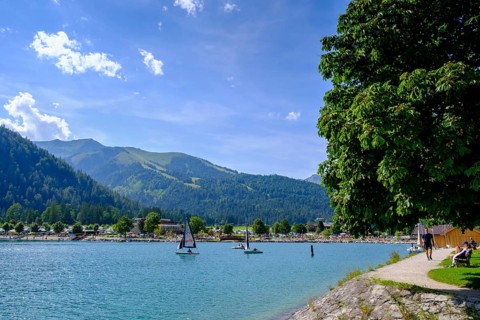 Bathing beach with boat rental