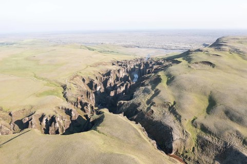 Aerial view of Fjaorargljufur Canyon