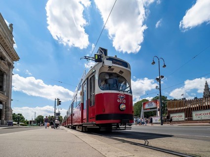 Old tram in front of the Burgtheater