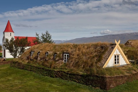 Church and sod houses