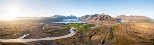 Glacier river in front of Mountains