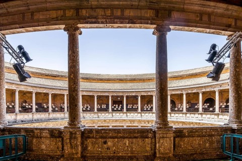 Palace of Charles V transformed into an amphitheater in Alhambra palace complex in Granada