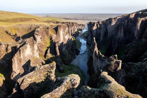 Aerial view of Fjaorargljufur Canyon