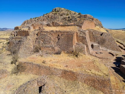 Aerial of the archeological site La Quemada also known as Chicomoztoc