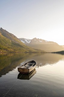Rowing boat in the backlight
