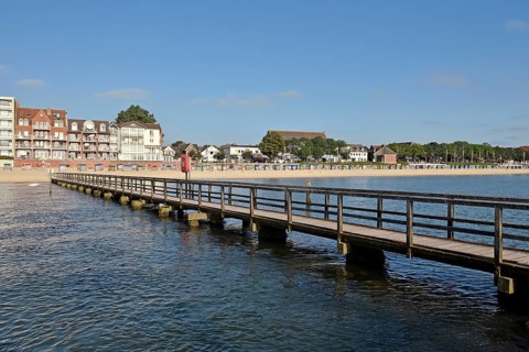 Sailors' bridge at the main bathing beach of Wyk auf Foehr