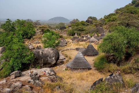 Traditionally built huts of the Laarim tribe
