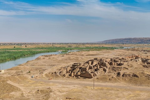 Overlook over the Tigris river from the Unesco site the old Assyrian town of Ashur or Assur