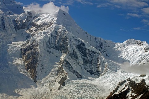 Snow-capped mountains and huge glaciers