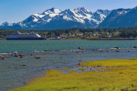 Cruise ship in the harbour of Haines at the Inside Passage