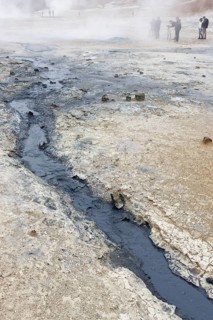 Tourists in the geothermal area Hverir