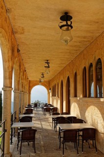 Terrace of the cafe at the Santuari de Cura monastery