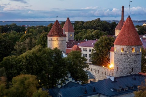 View of the towers of the city fortifications from the Upper Town