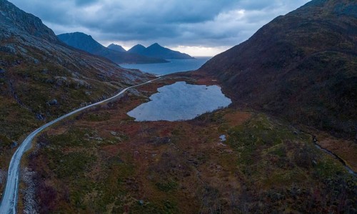 View over Litlevatnet lake to Grotfjord