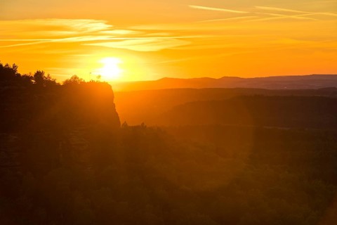 Sunset over the Gohrisch seen from the Papststein