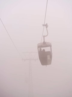 Bocksberg cable car disappears in the fog