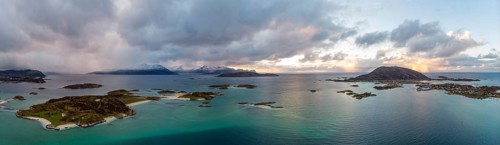 View over the sea to Baltsfjorden and the mountains of Balten