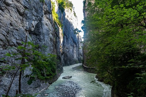 River Aare flowing through the Aare gorge