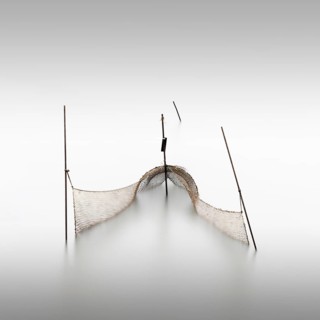 A fishing net at the dam of the Rantum basin on the island of Sylt