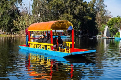 Colourful boats on the aztec canal system