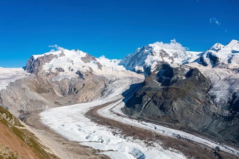 Mountains and Glacier on the Pennine Alps