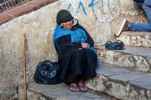 Old woman having a nap