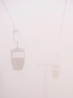 Bocksberg cable car disappears in the fog