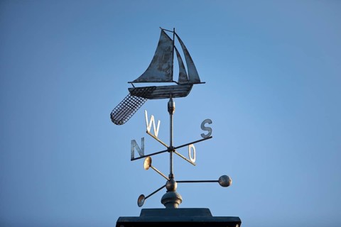 Weather vane with sailing ship