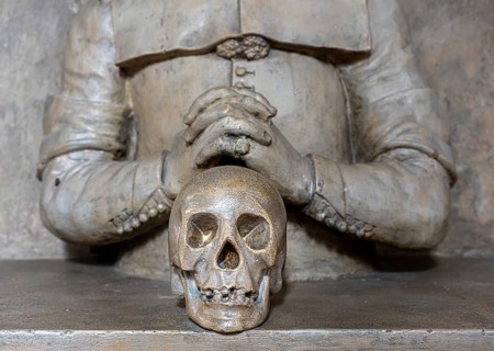 Depiction of hands with skull in the St. Mary's Church at Alexanderplatz