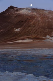 Moon over geothermal area Hverir