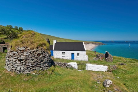 Walker at an old Irish house on the Great Blasket Islands