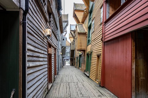 Alley with wooden houses
