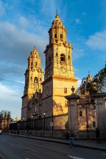 Morelia cathedral at sunset