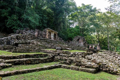 Archeological Maya site Yaxchilan in the jungle of Chiapas