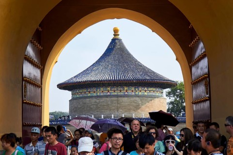 Hall of the Celestial Vault at the Altar of Heaven with tourists