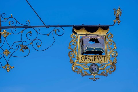 Guild sign at the guest office in the historic old town