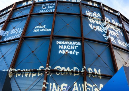 Temporary 360 degree panorama installation at Checkpoint Charlie