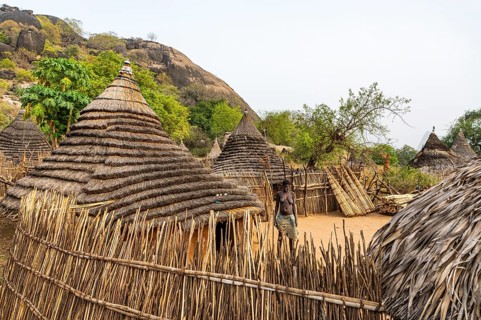 Traditional built huts of the Laarim tribe