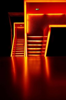 Illuminated staircase in the Ruhr Museum at Zeche Zollverein