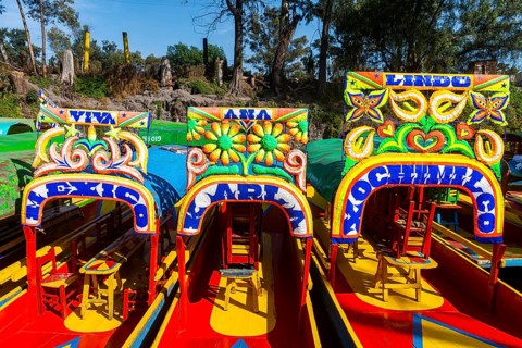 Colourful boats on the aztec canal system