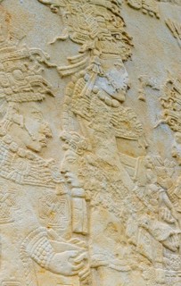 Old inscriptions at the ancient Maya archaeological site Bonampak