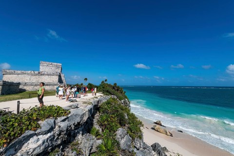 Pre-Columbian Mayan walled city Tulum